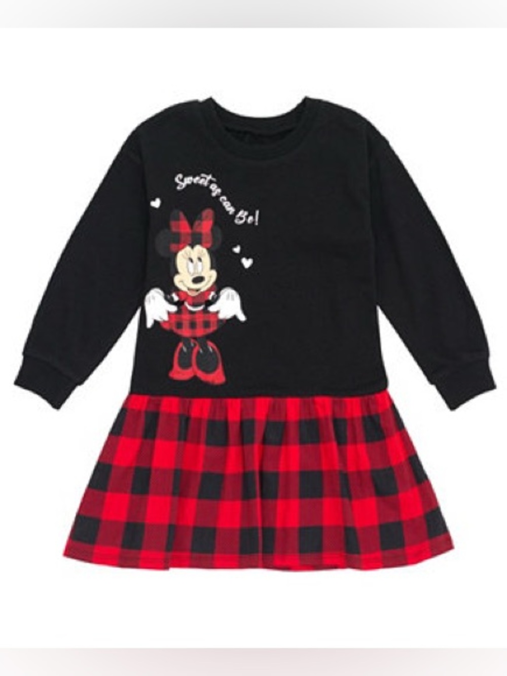 Disney Toddler Girls Black & Red Plaid Minnie Mouse Skater Dress 4T
